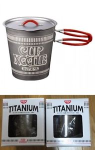 NEW x 2 Nissin CUP NOODLE Titanium Cooker 800 ml w/mesh folding case JAPAN 1103