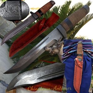 Sharp Crocodile Dundee knife Short sword Dagger Damascus Steel COMBAT KNIFE#3002