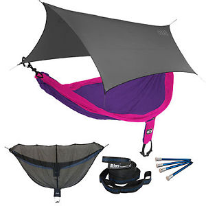 ENO SingleNest OneLink Sleep System - Purple/Fuchsia Hammock With Grey Profly