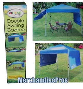 RITE AID HOME DESIGN DOUBLE AWNING BLUE CANOPY GAZEBO TAILGATING SUN SHELTER NEW