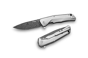 LionSteel T.R.E. Damast Raindrop von Chad Nichols Voll Titan Griffschalen