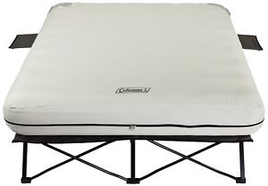 Queen Airbed and Cot (Elevated) with Side Table, 4D Battery Pump Indoor/Outdoor