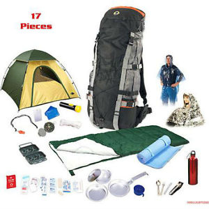 Backpack Camp Package Bundle Cooking Gear Sleeping Bag First Aid Kit and More