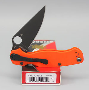 SPYDERCO PARAMILITARY 2 CTS-XHP Black DLC Blade ORANGE G-10 SPRINT C81GPORBK2