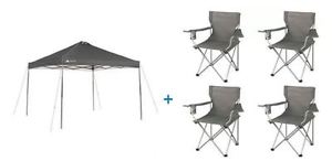 Ozark Trail 10x10 Canopy with 4 Chairs Dark Grey/Gazebo Shelter UV protection