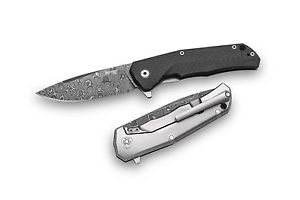 LionSteel T.R.E. Damast Raindrop von Chad Nichols Carbon / Titan Griffschalen