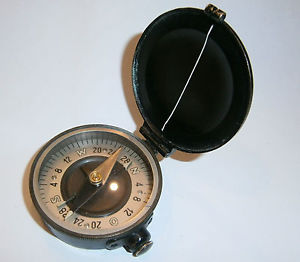 ANTIQUE OLD WWI BRASS MILITARY COMPASS PLAN NEUCHATEL U.S. ARMY ENGINEER CORPS