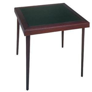 Espresso Finish Square Wooden Folding Card Table with Vinyl Insert Sturdy Folds