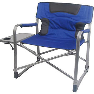 Outdoor Director Chair Ozark Trail 500lb Capacity Heavy Duty Camping Seat Blue