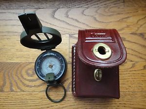 F.BARKER & SON M8 PRISMATIC MILITARY COMPASS WITH ALL LEATHER CASE