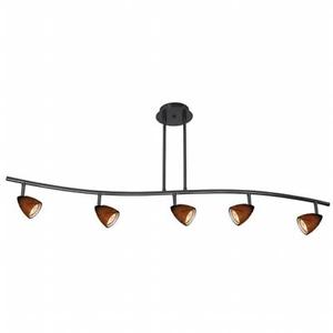 Cal Lighting SL-954-5-DB-AMS Track Lighting, Amber Glass & Dark Bronze