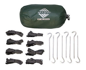 Aqua Quest Guide Sil Tarp Kit - 100% Waterproof 4 x 3 m Tarp + 8 Straps, 8 Pegs