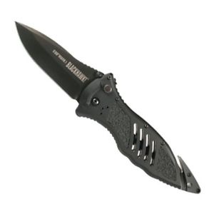 BLACKHAWK! CQD Mark I Aluminum Handle Manual Folding Knife - Serrated - 15M311BK