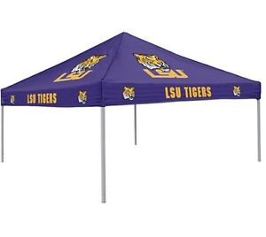 Logo Chair NCAA LSU 9' x 9' Solid Color Tent Sturdy Retracts Easy Moving Storage