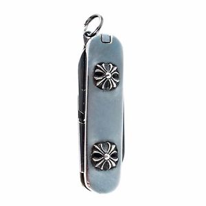 CHROME HEARTS KNIFE - STERLING SILVER MULTI TOOL POCKET LOGO CROSS KEY CHAIN