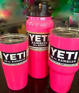 YETI Set of 3 20oz & 30oz Rambler & 36oz Rambler Bottle Pink Powder Coated!!