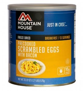 Mountain House Freeze Dried Food SCRAMBLED EGGS W/ BACON - set of 6 Cans - NEW