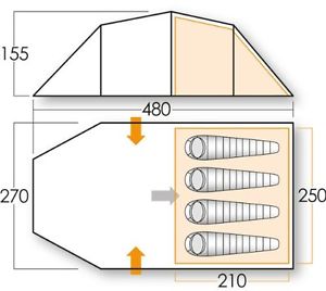 Vango, Venture 450 - Tenda da campeggio a tunnel a tre aste per 4 persone, color