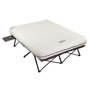 Queen Airbed Cot Side Tables Battery Pump Tenting Camping Extra Bed Backyard