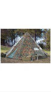 HQ Issue Camo Teepee Tent 18 X 18 Waterproof Canvas Woodland Survival 10 Person