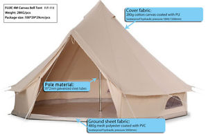 EverTech 5m Outdoor Luxury Canvas Family Camping Bell Tent Survival Hunting