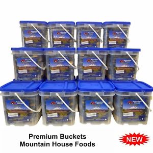 Mountain House Freeze Dried Food 12 Premium Buckets- Long Term up to 25 yrs.