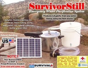 SurvivalStills Non-electric Distiller DIY kit- 12g/day- stainless closed system