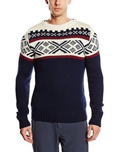 Pullover da uomo Dale of Norway Voss maschile Sweater, navy/Raspberry/off White,