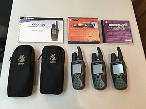 3 Garmin Rino 120 GPS radio portable devices lot +extras! hunting fishing hiking