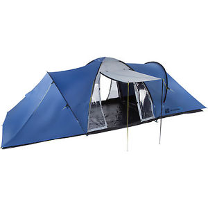 skandika Harstad 6 Persone Tenda familiare 2x cabine blu/grigio tettoia nuova