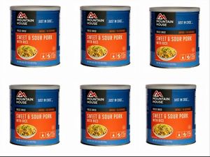 SWEET & SOUR PORK WITH RICE MOUNTAIN HOUSE 6 #10 CANS EMERGENCY SURVIVAL FOOD