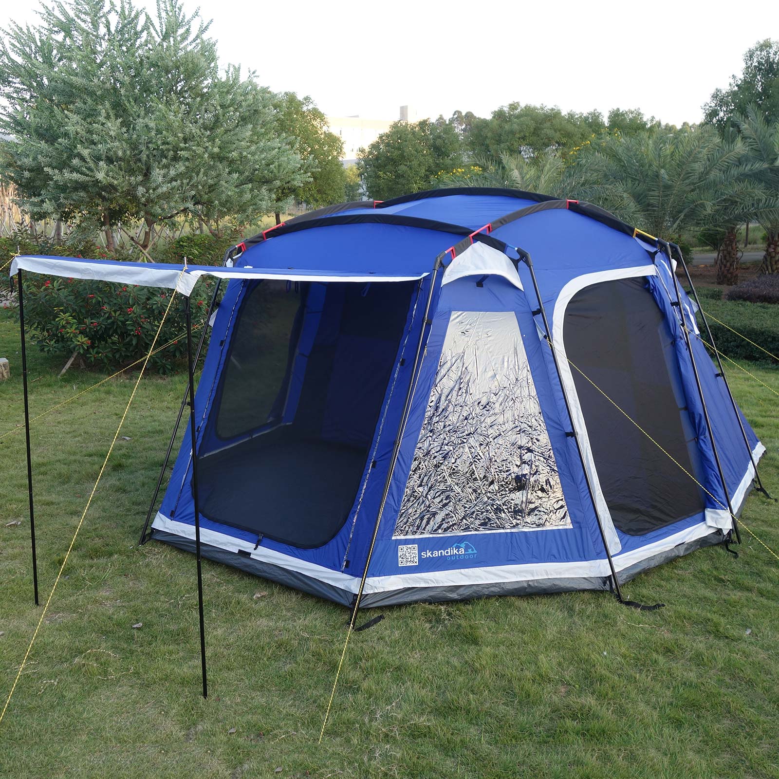 skandika Copenhagen 6 Pers tenda campeggio cupola zanrariera blu 460x400cm nuova