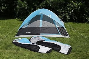 Tahoe Gear Granite  5 Person 3-Season Family Tent Camping Kit Two Sleeping Bags