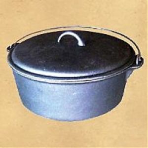 Cast Iron Flat Bottom Dutch Oven Roaster Cast Iron Campfire - 24-QT Heavy