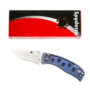 Spyderco PITS TI BLUE Plainedge