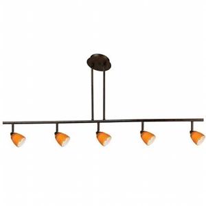 Cal Lighting SL-954-5-DB-GNF Track Lighting, Green Fire Glass & Dark Bronze