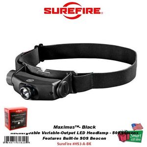 Surefire Maximus Var-Output LED Headlamp, 500 Lumens, Rechargeable #HS3-A-BK