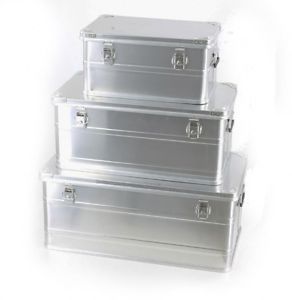 Set mit 94 + 49 + 30 l Aluminium Transport Lager Box Kiste Koffer 1mm Wandstärke