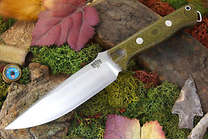 Bark River Bravo Vortex Fixed Blade Knife w/ A2 Tool Steel & Green Micarta!