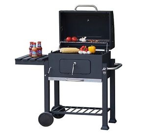 Large Barbecue Trolley Grill BBQ Outdoor Wheels Charcoal Plate Garden Table Side