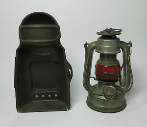 Feuerhand No 75 ATOM Petroleumlampe Marschlampe rotes Glas Schott & Gen.