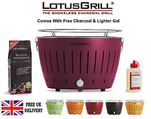 Lotus Grill Purple Portable Smokeless Charcoal Grill Barbecue BBQ