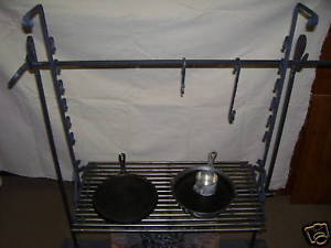 Handcrafted Wrought Iron Camping Grill Set **Must See**