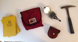 Brunton Conventional Transit Pocket Compass, Rock Hammer and Field Bag