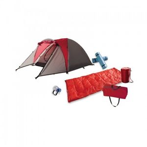 2 Person Camping Gear Set 7 Pieces by Barton Outdoors W/ 2 sleeping Bags Red