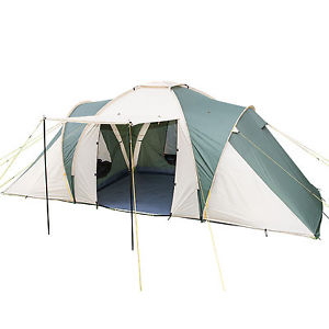 SKANDIKA DAYTONA 6 PER TENDA CAMPEGGIO 3 CABINE BEIGE/VERDE PARASOLE NUOVA