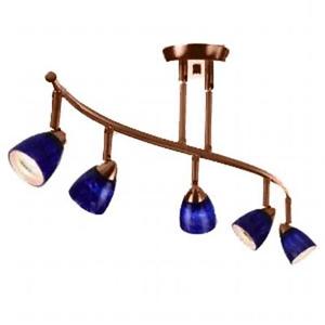 Cal Lighting SL-954-5-DB-BL Track Lighting, Blue Glass & Dark Bronze