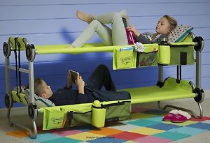 Kids Camping Bunk Beds Green with Organizers