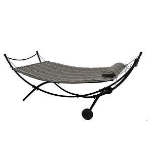 Double 2 person Fabric Hammock with Steel Stand Outdoor Patio Sleep Camping Bed