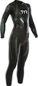 TYR SPORT Womens Hurricane Wetsuit Category 3, Black/Seafoam, Medium